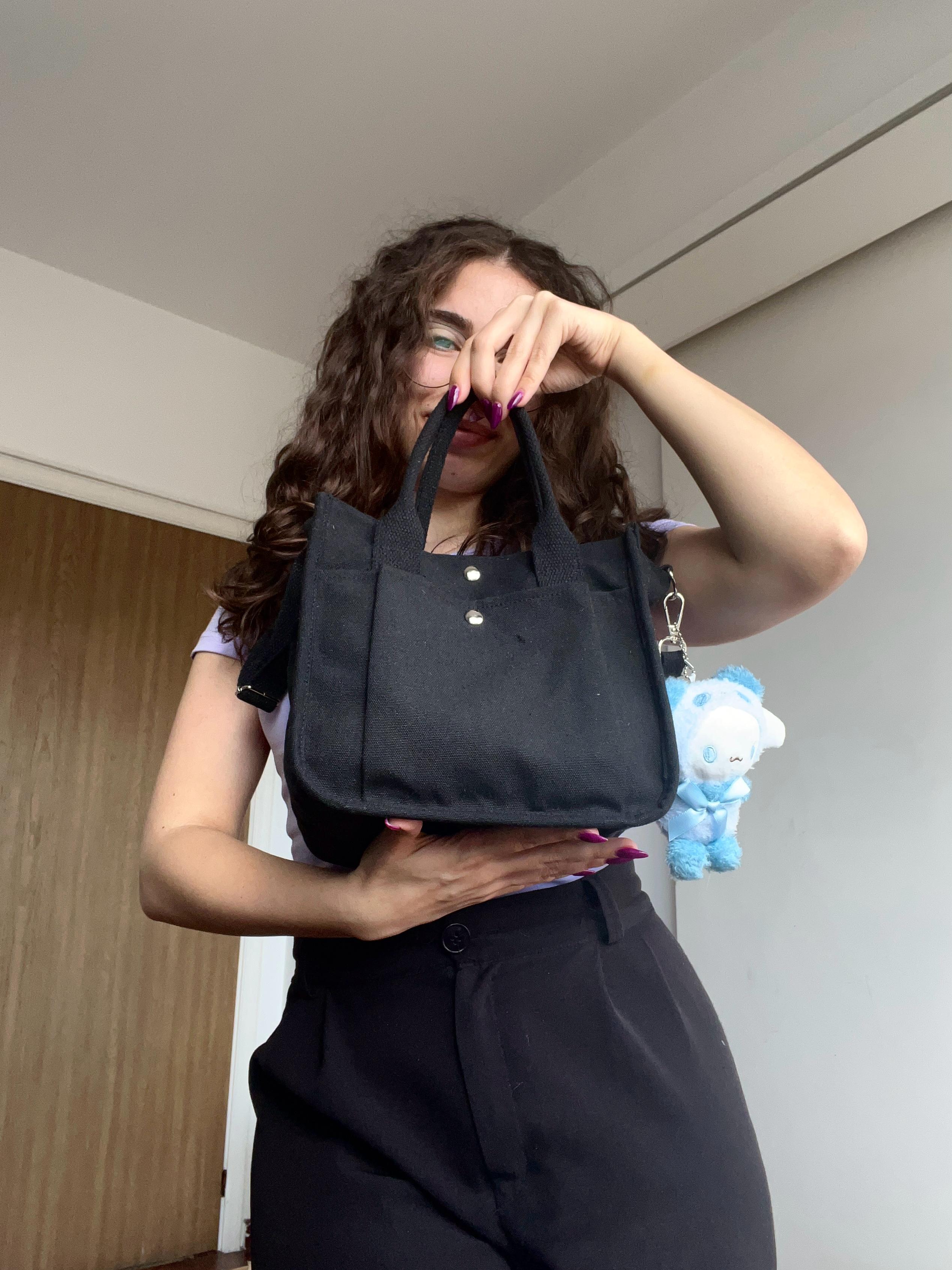 Black Tote Bag With Charm