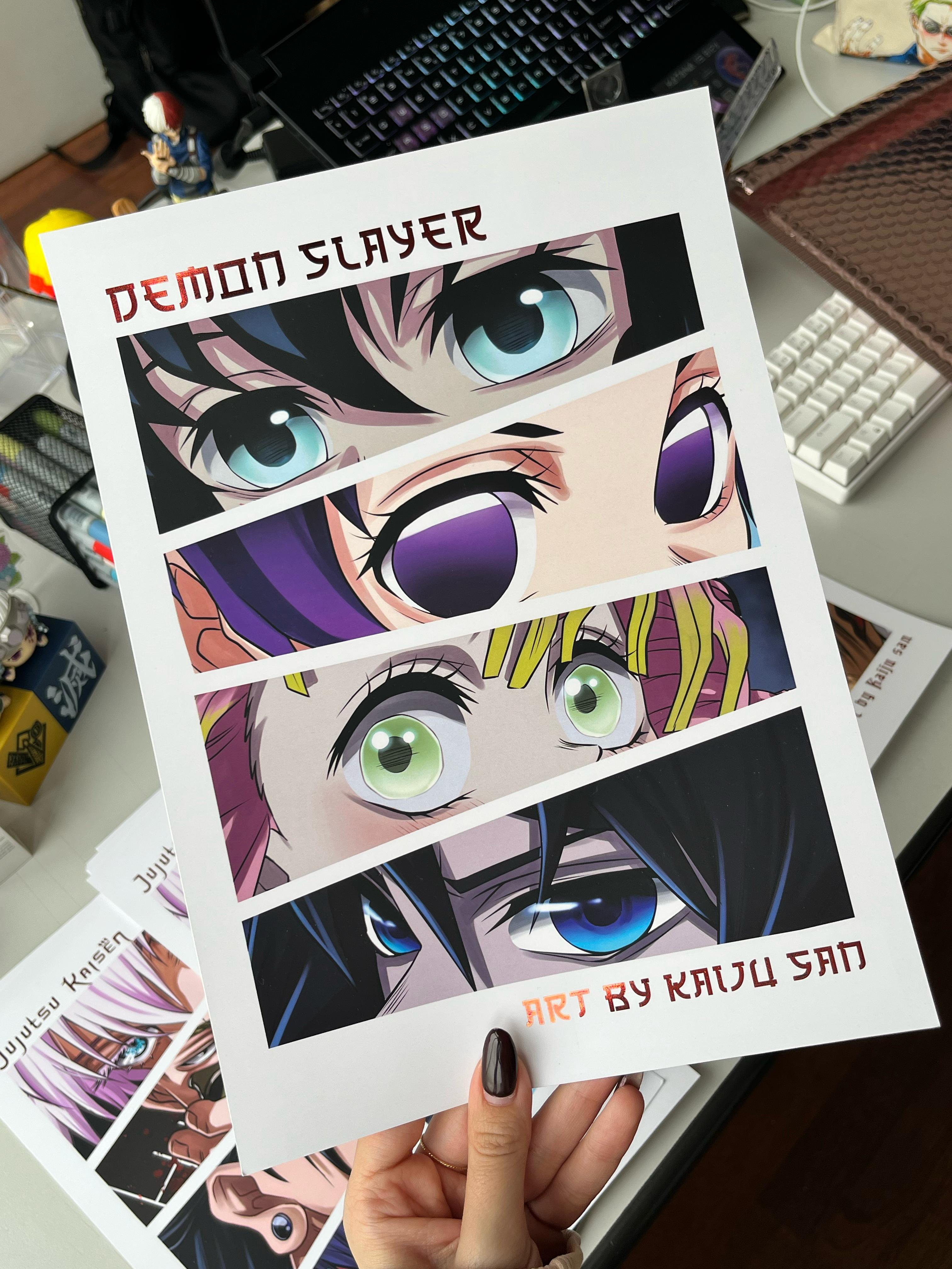 DS Hashira Eyes With Red Foil Posters