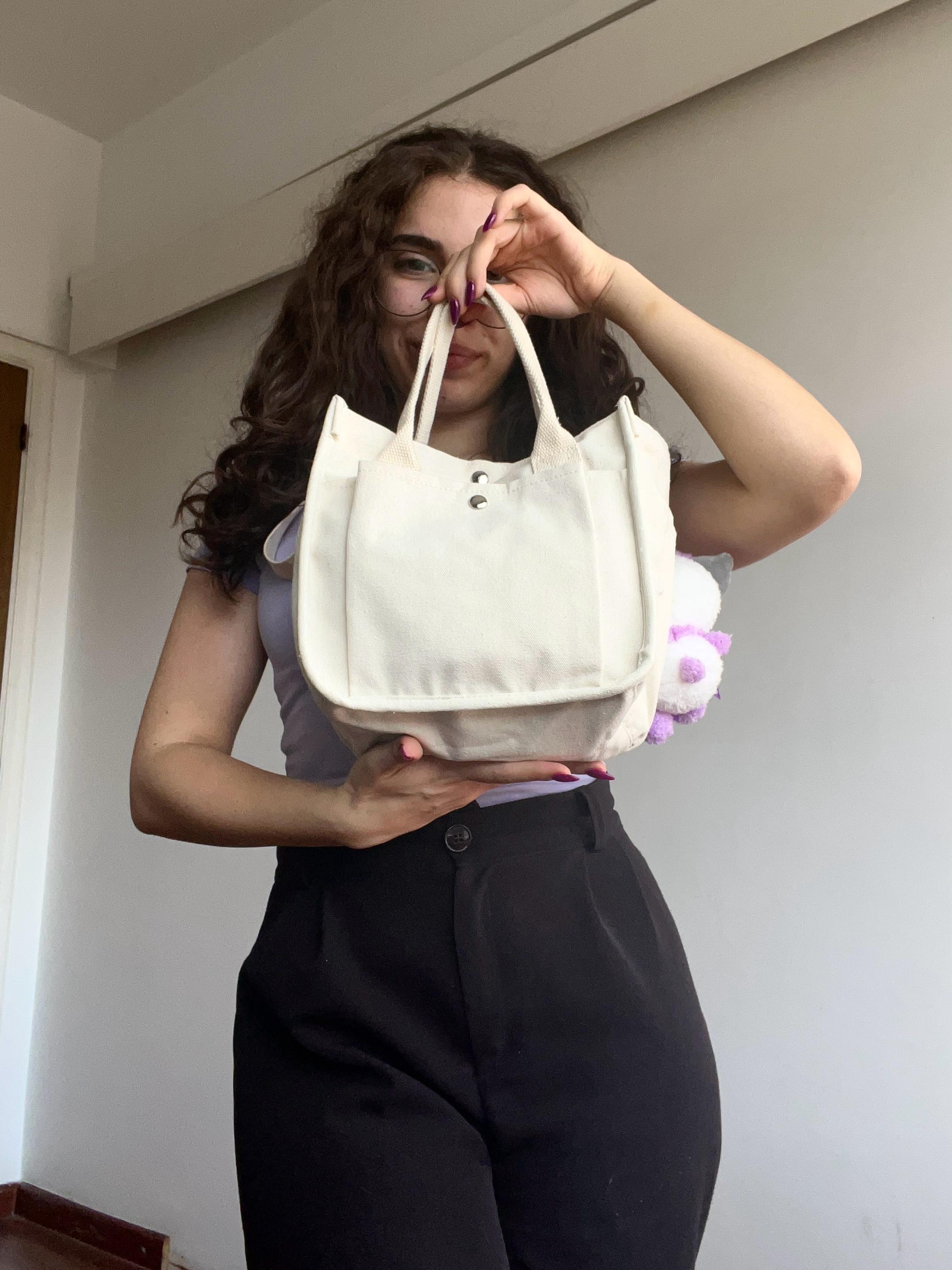 White Tote Bag with charm