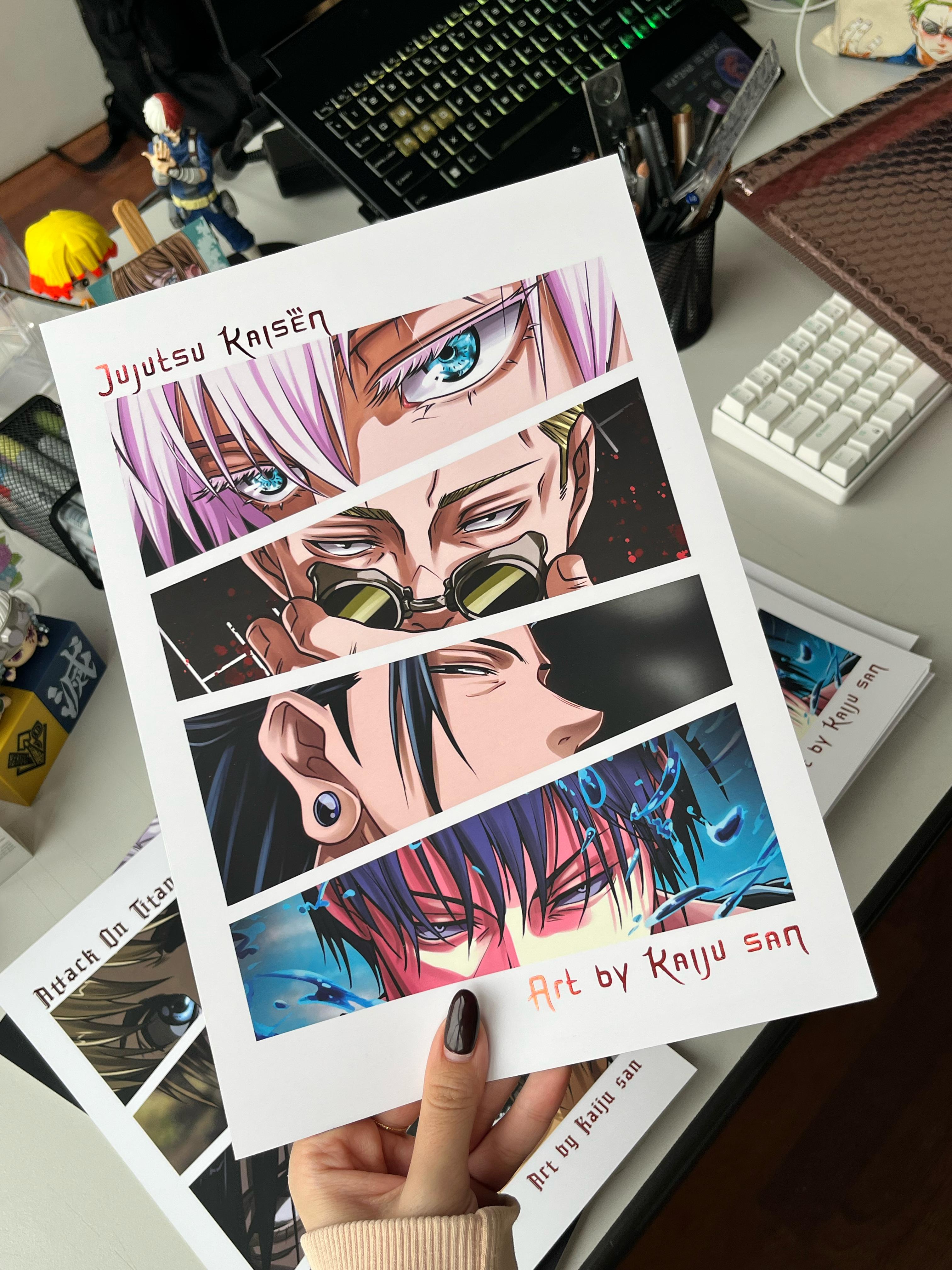 Jjk Eyes With Red Foil Poster
